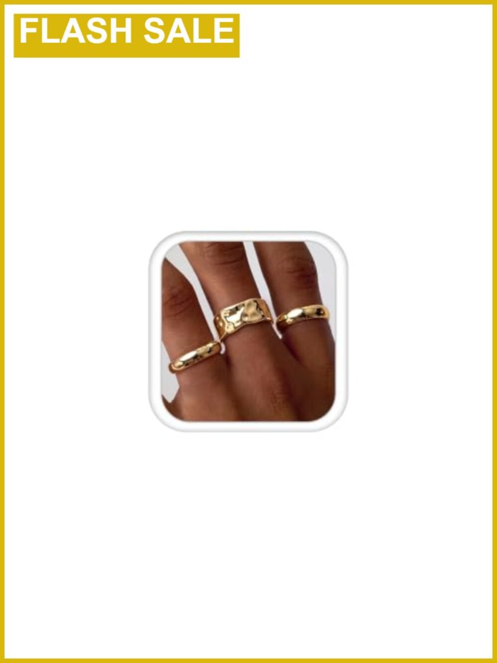 14K Gold Plated Stacking Ring Set 3pc Chunky Statement Bands Tarnish Resistant